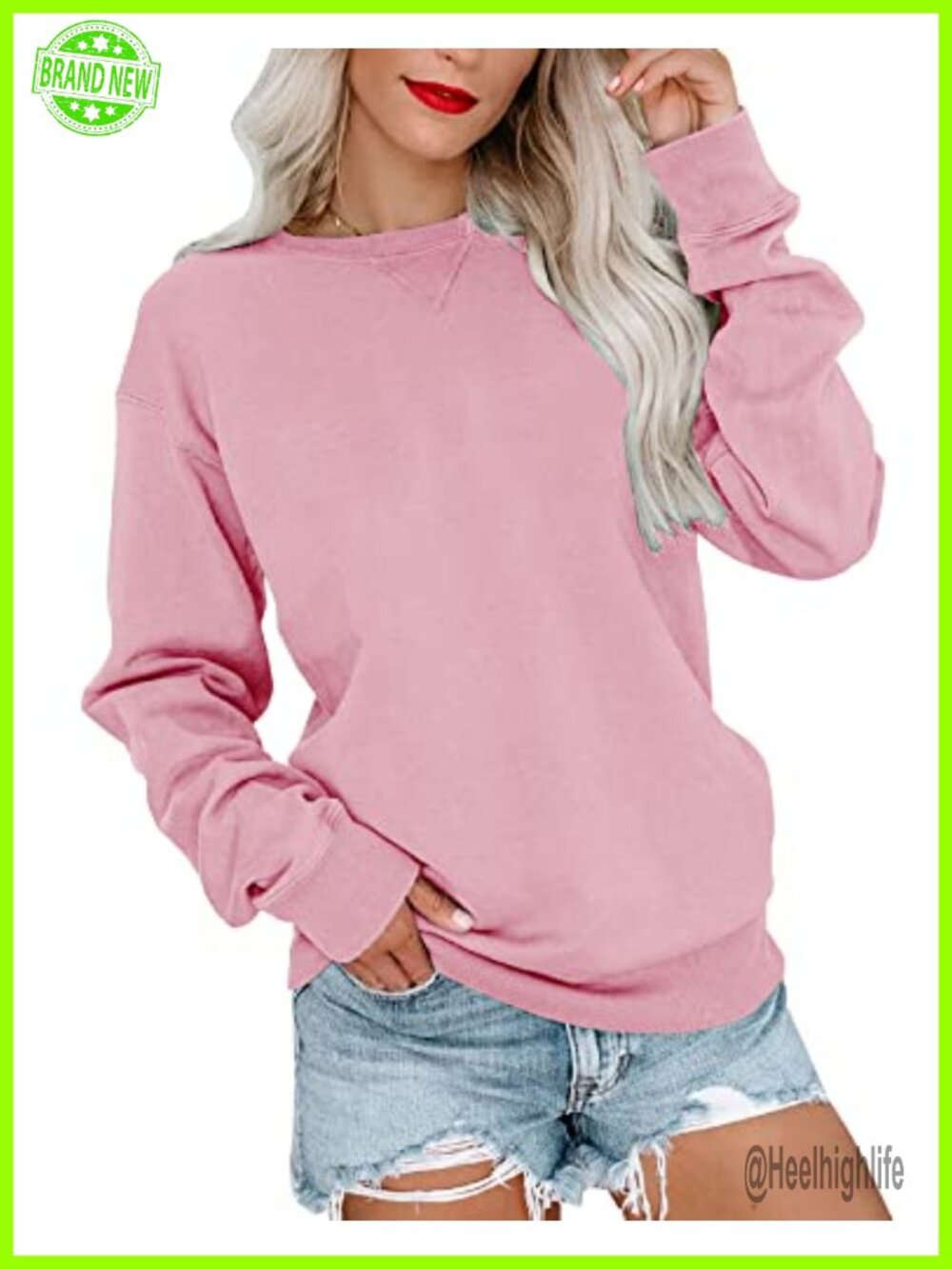 Womens Casual Long Sleeve Crew Neck Sweatshirt Relaxed Fit Pullover Top